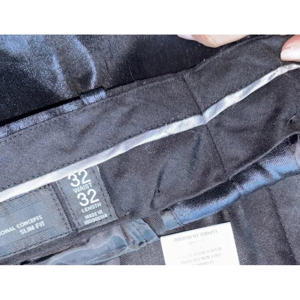 INC International Concepts Pants Mens 32x32 Blue Milan Slim Fit Dress Flat Front